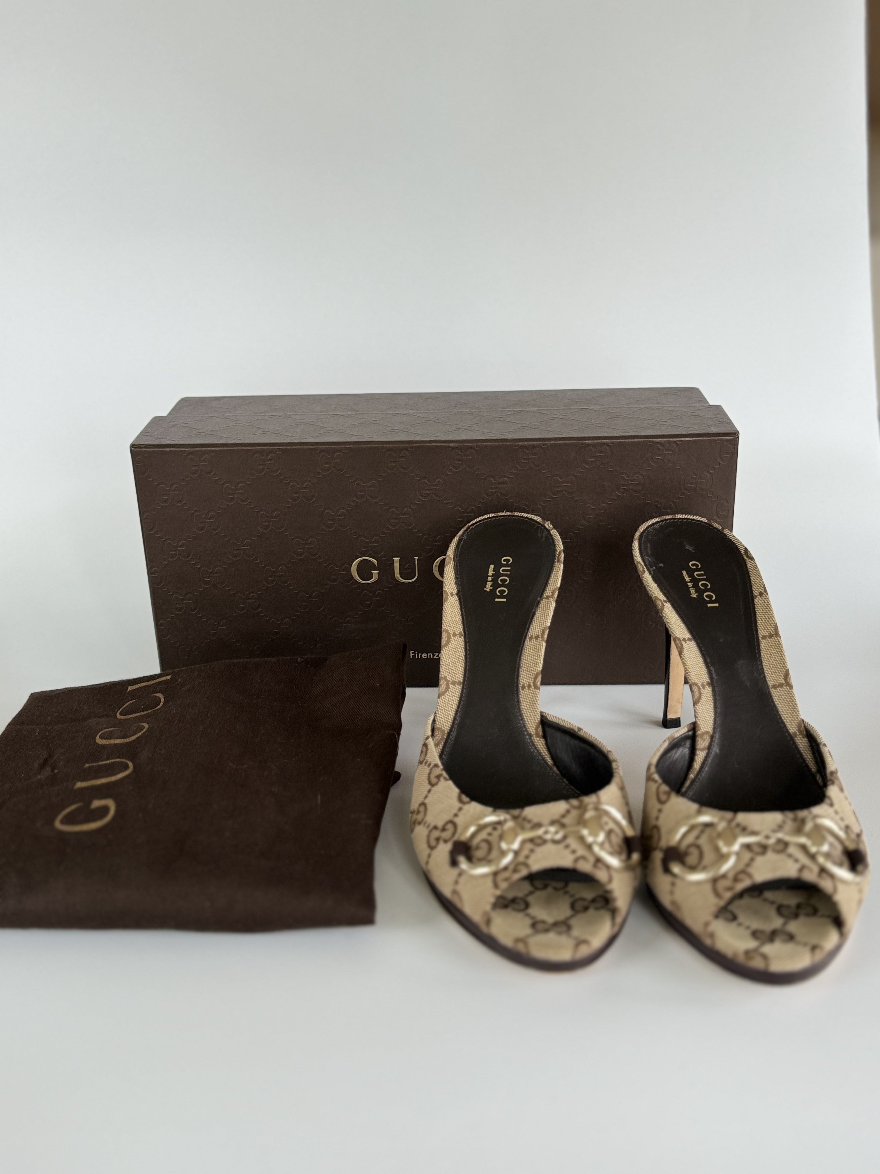 Gucci Canvas Horsebit Heels