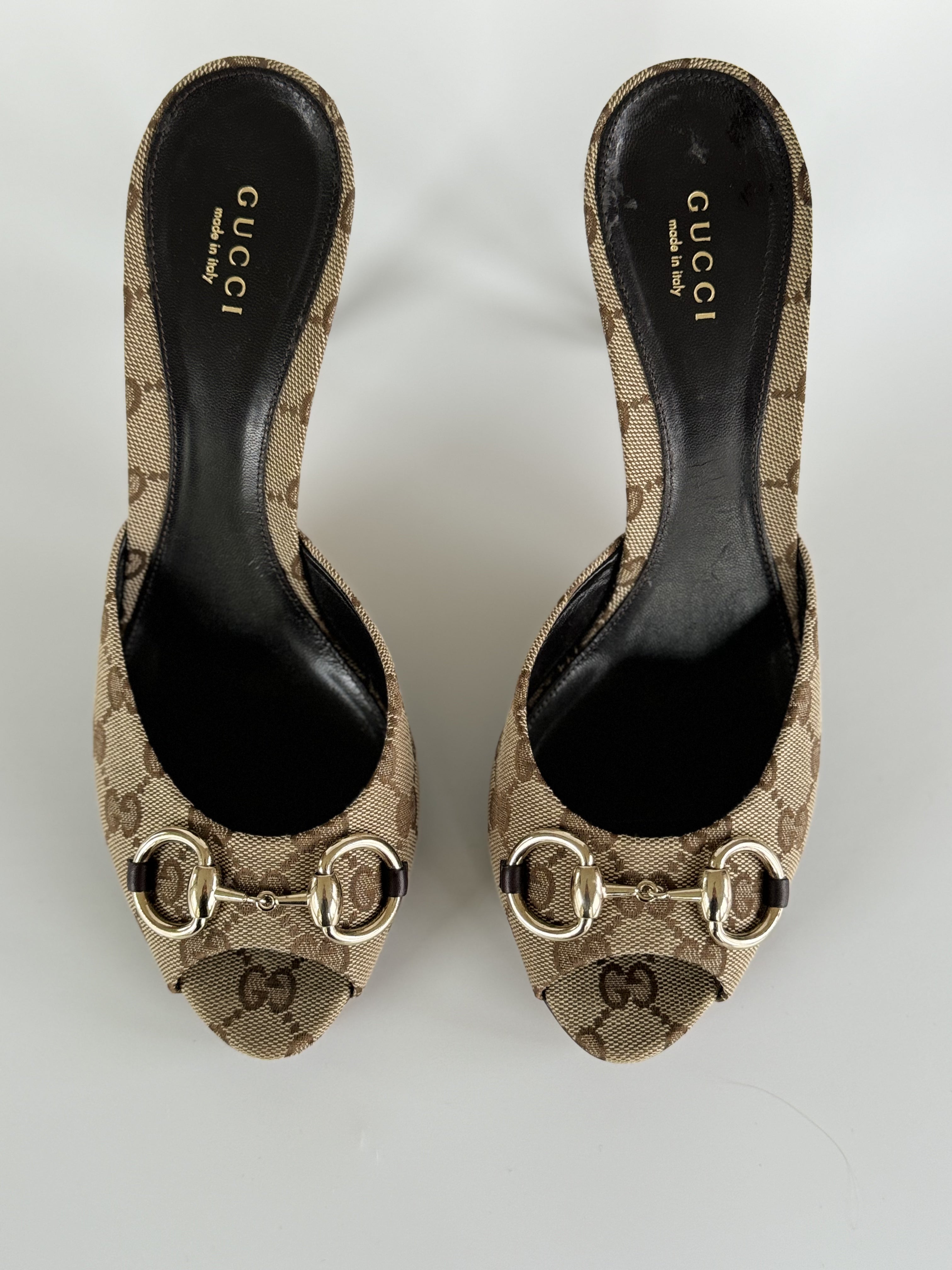 Gucci Canvas Horsebit Heels