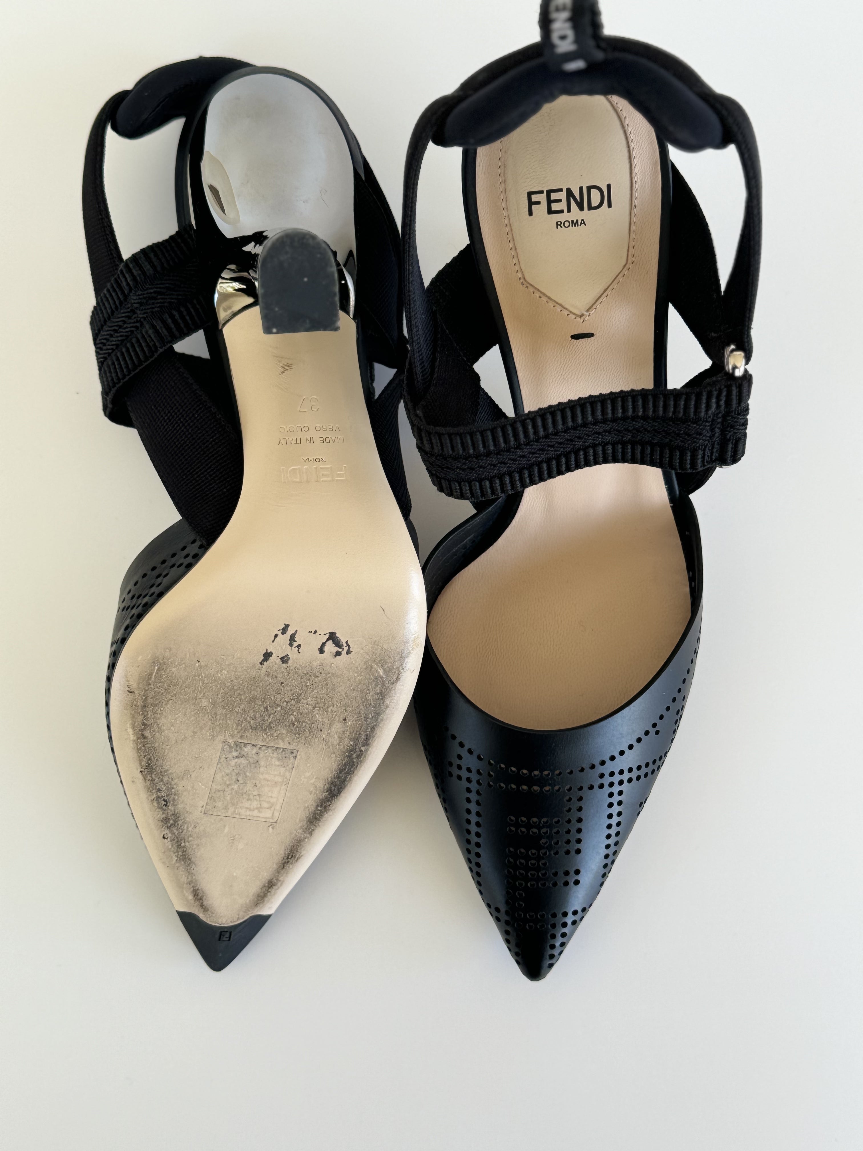 Fendi Colibdri Black Leather Heels