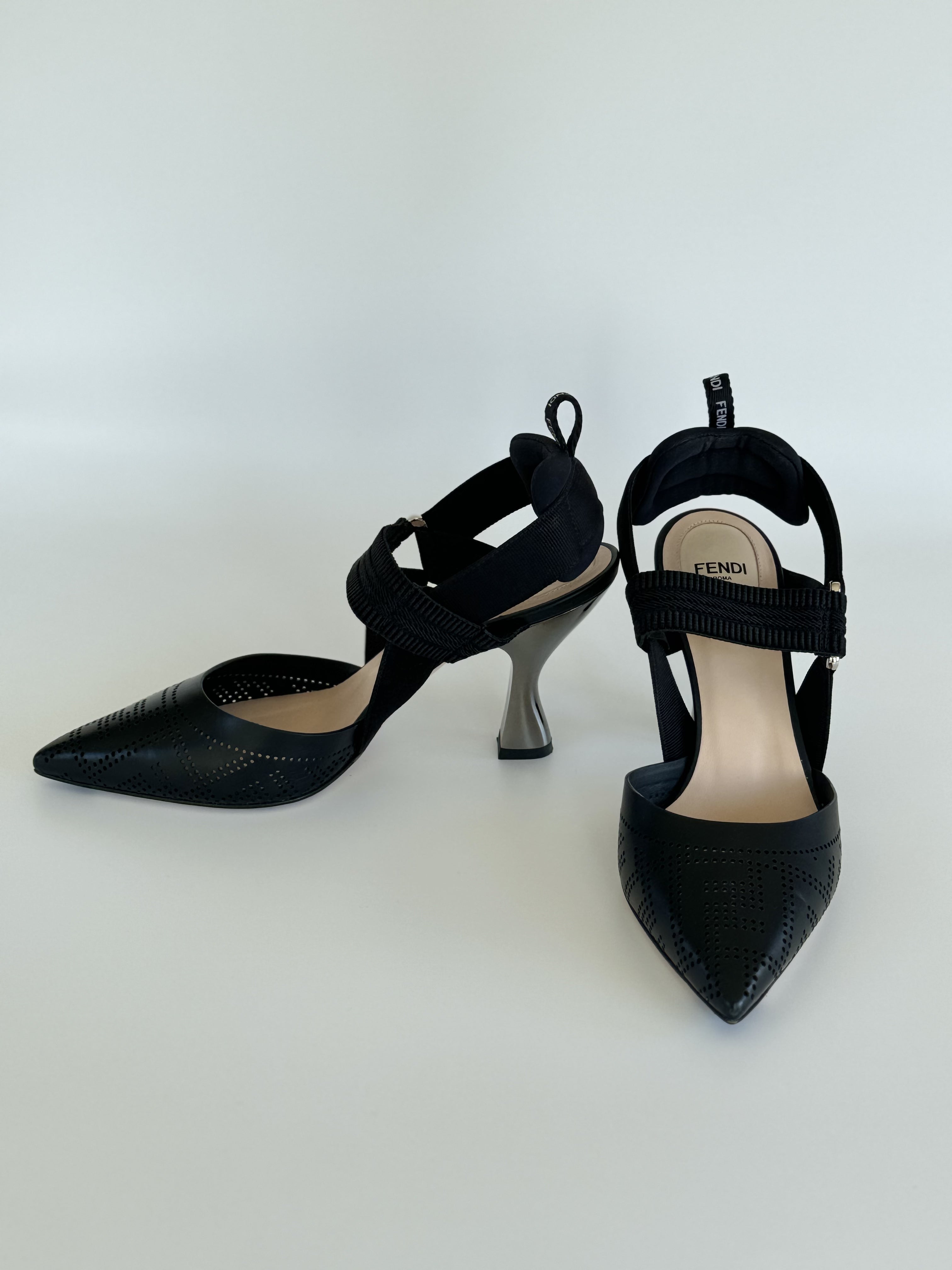 Fendi Colibdri Black Leather Heels