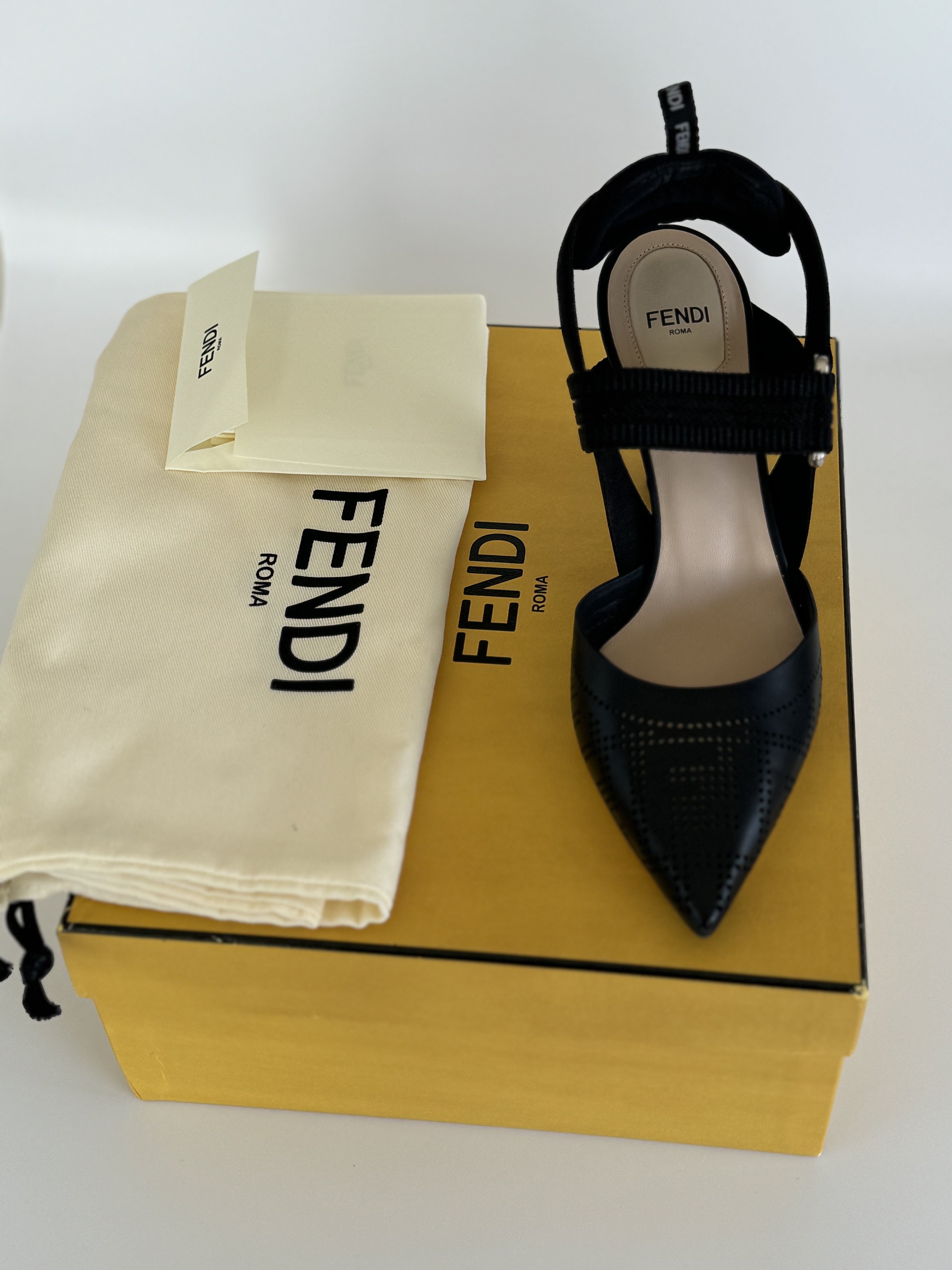 Fendi Colibdri Black Leather Heels