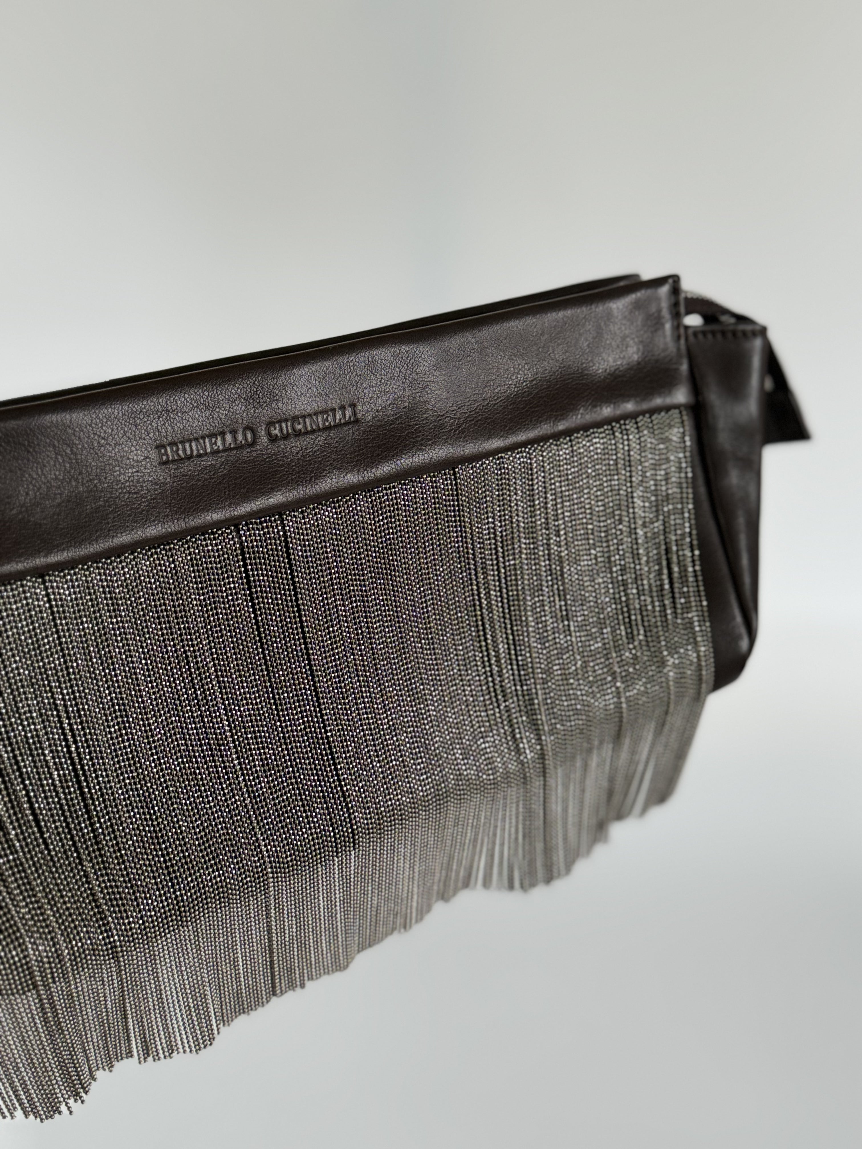 Brunello Cucinelli Beaded Fringe Wristlet Clutch