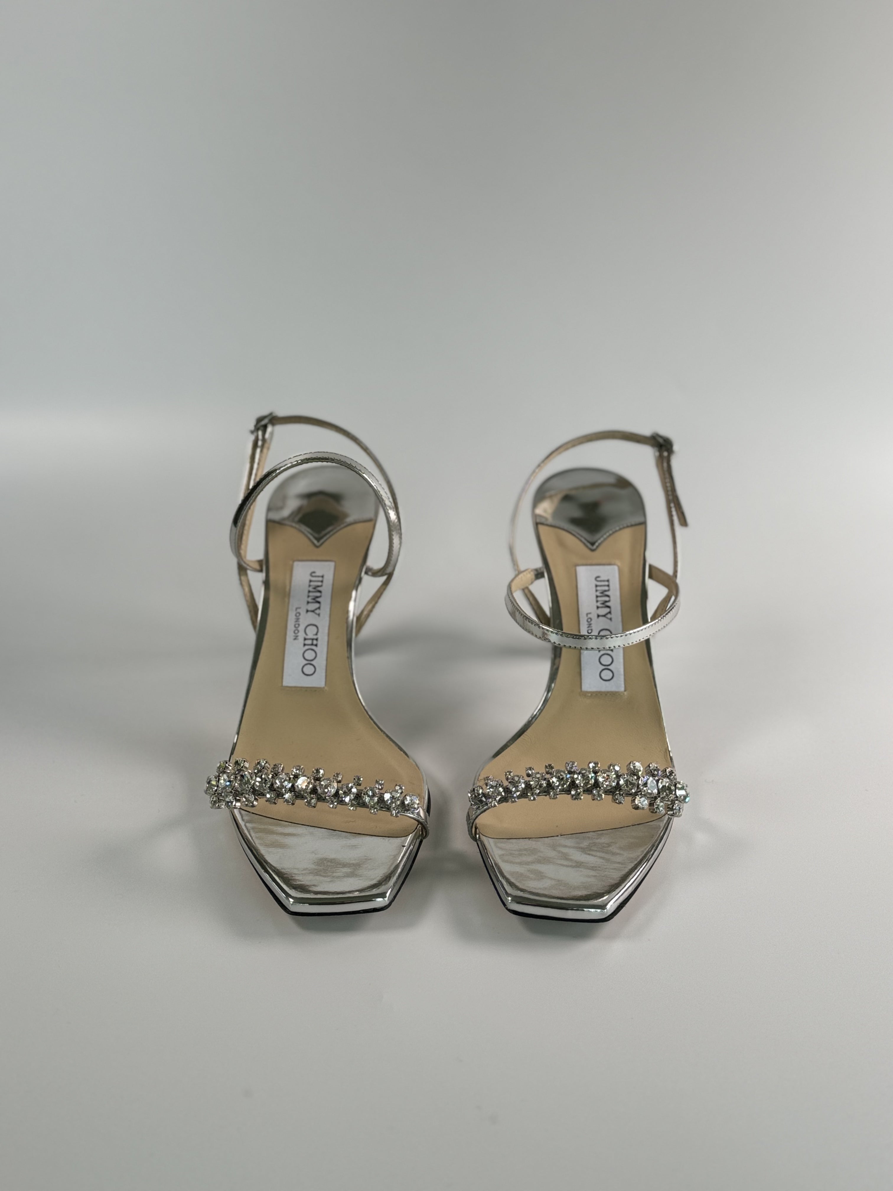 Jimmy Choo Leather Crystal Embellished Slingback Sandals