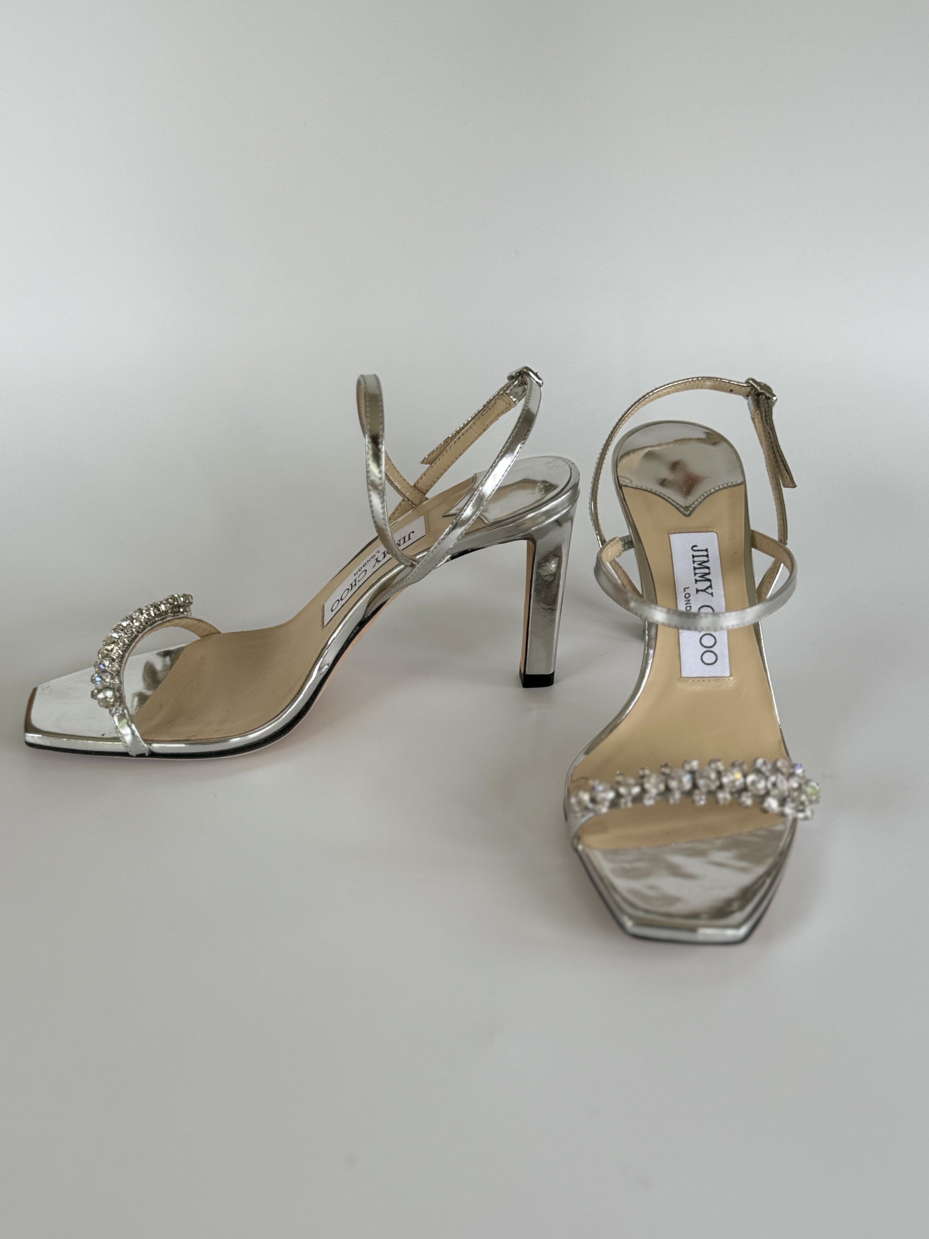 Jimmy Choo Leather Crystal Embellished Slingback Sandals