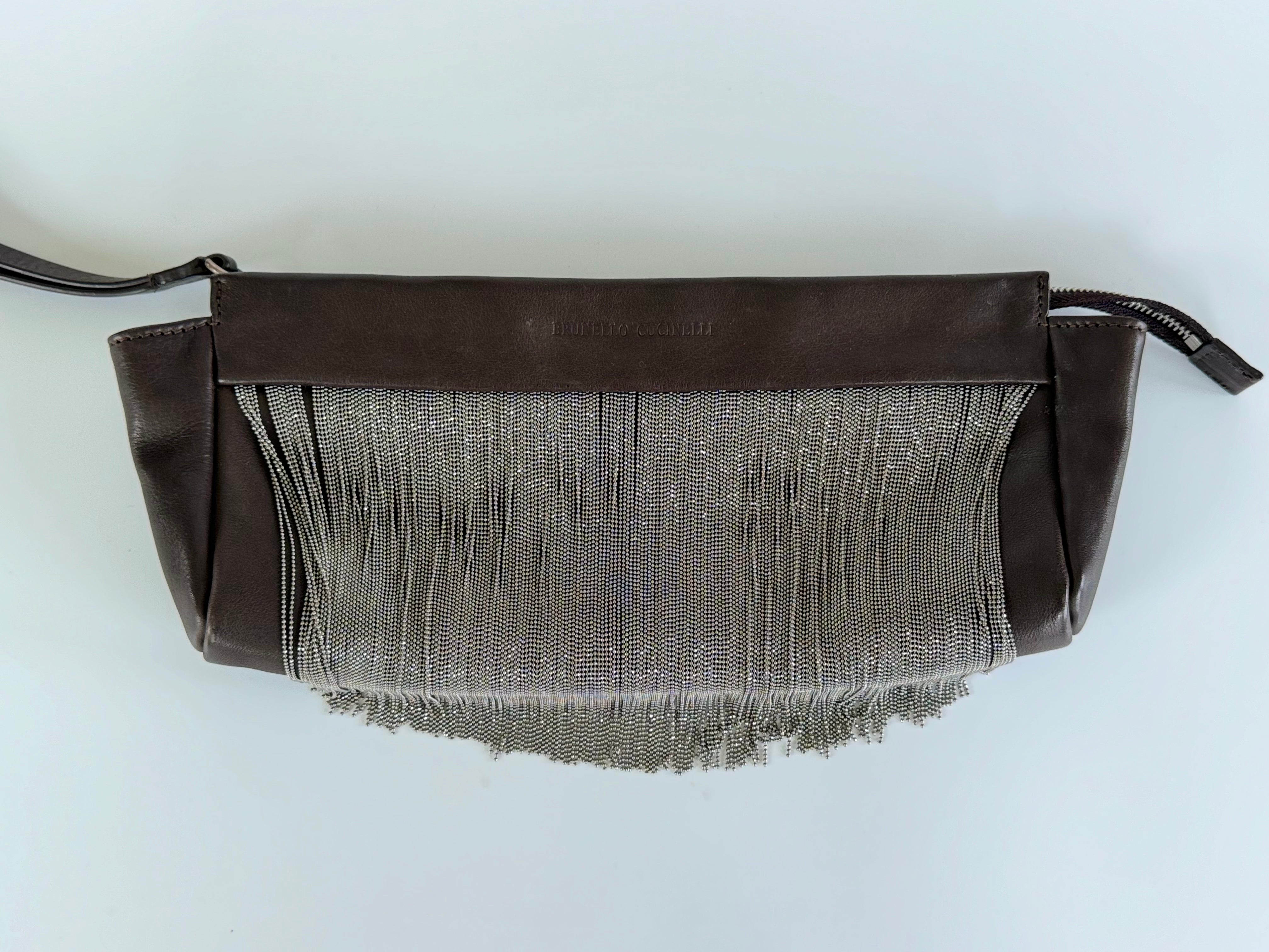 Brunello Cucinelli Beaded Fringe Wristlet Clutch