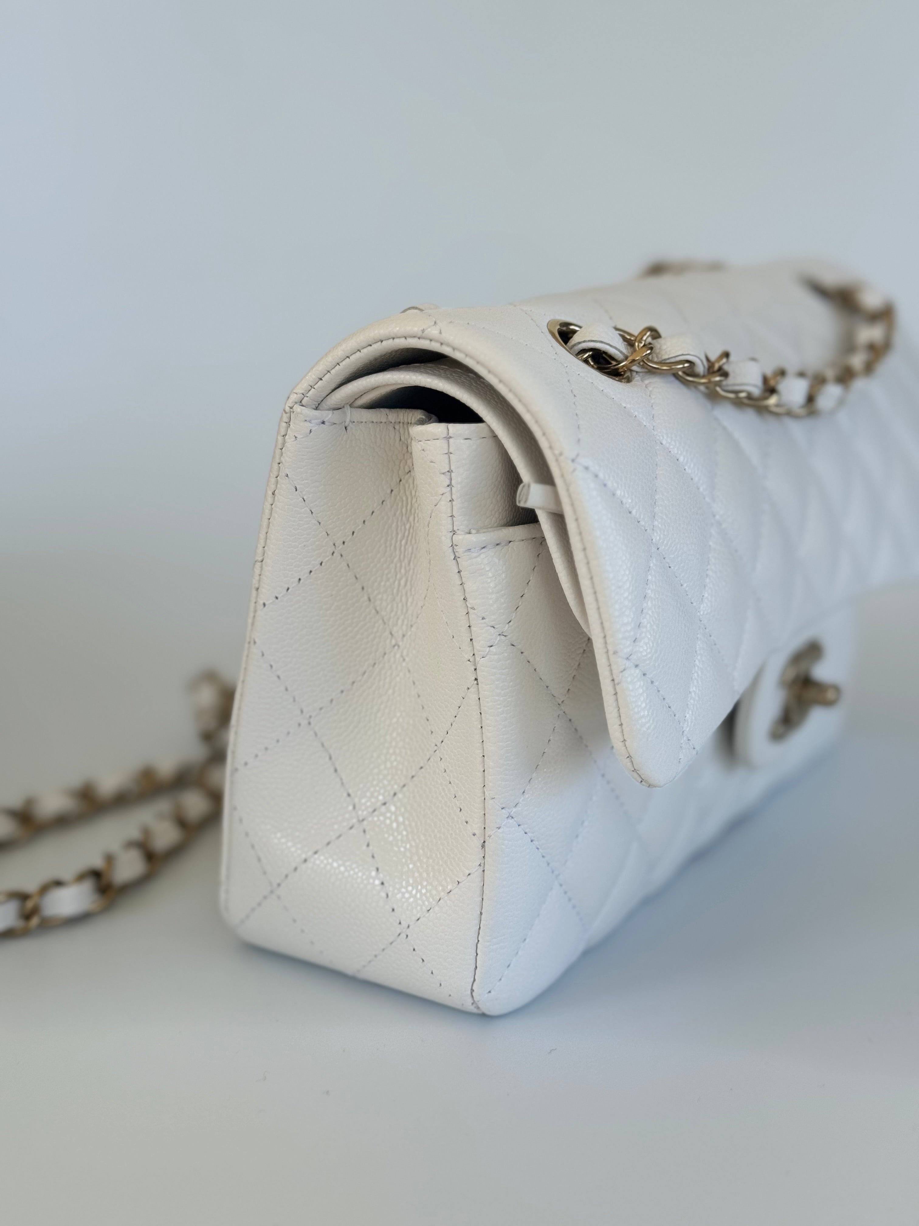 Chanel Classic Double Flap Bag Small White with Gold Hardware