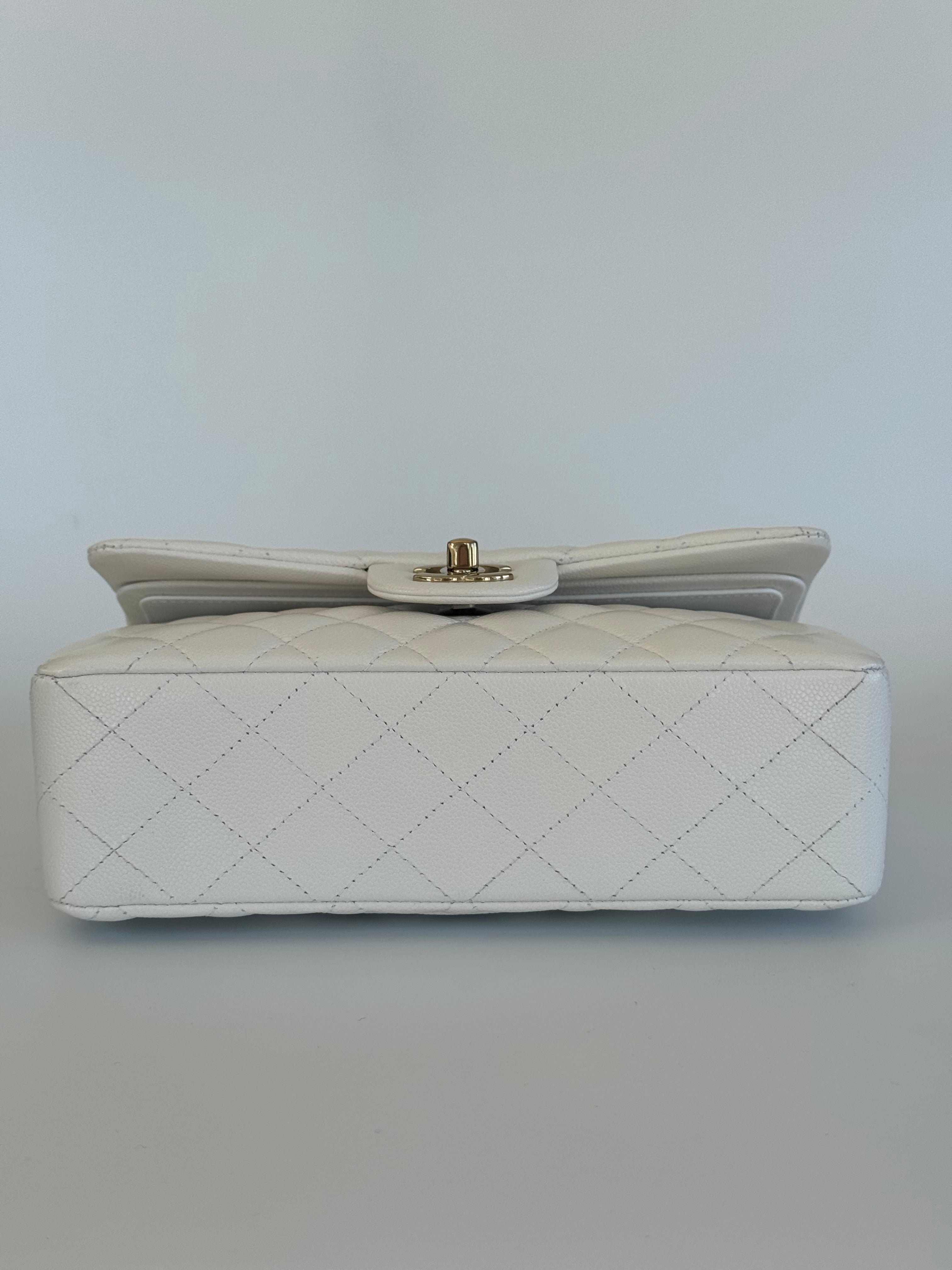 Chanel Classic Double Flap Bag Small White with Gold Hardware