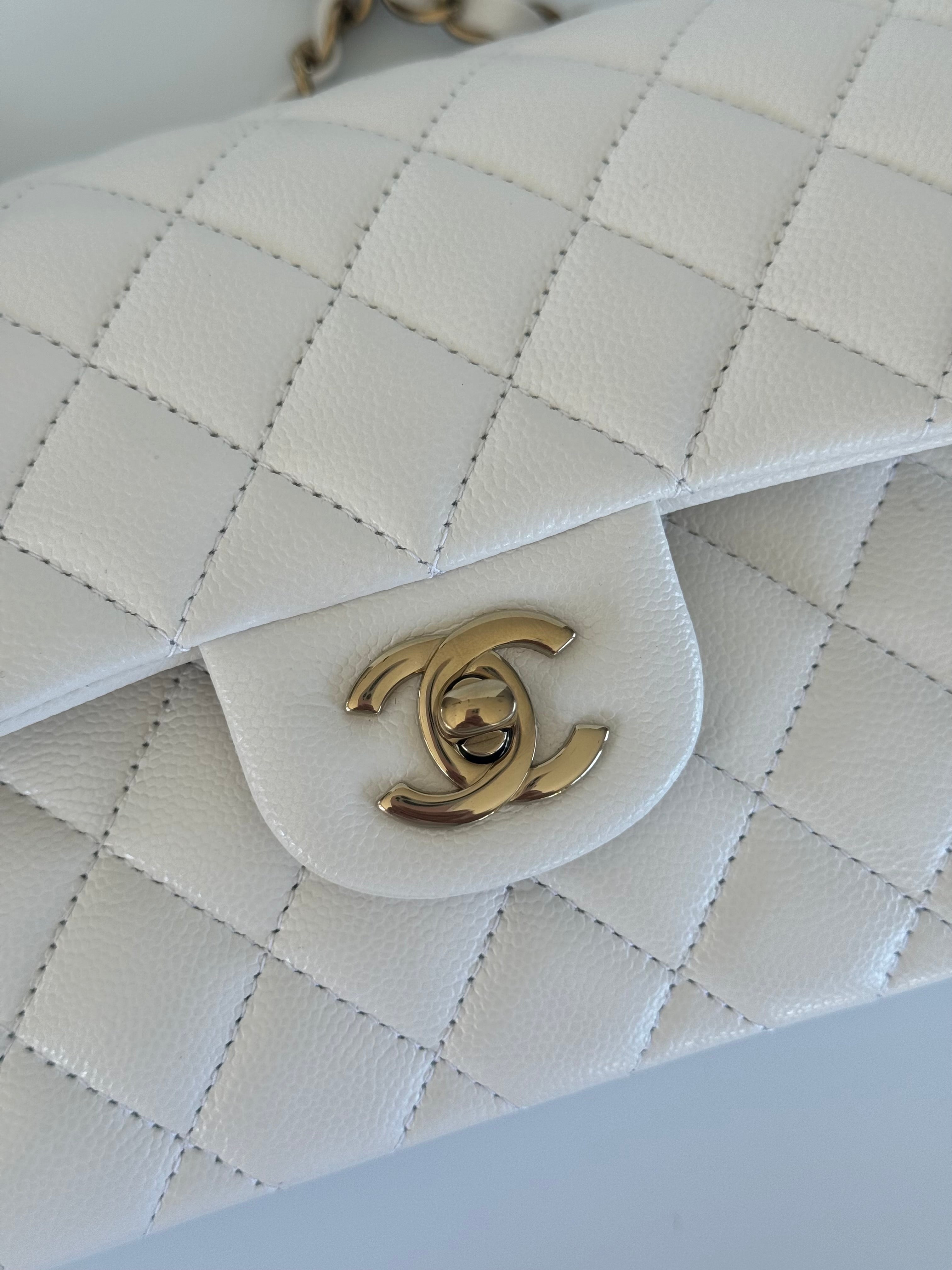 Chanel Classic Double Flap Bag Small White with Gold Hardware