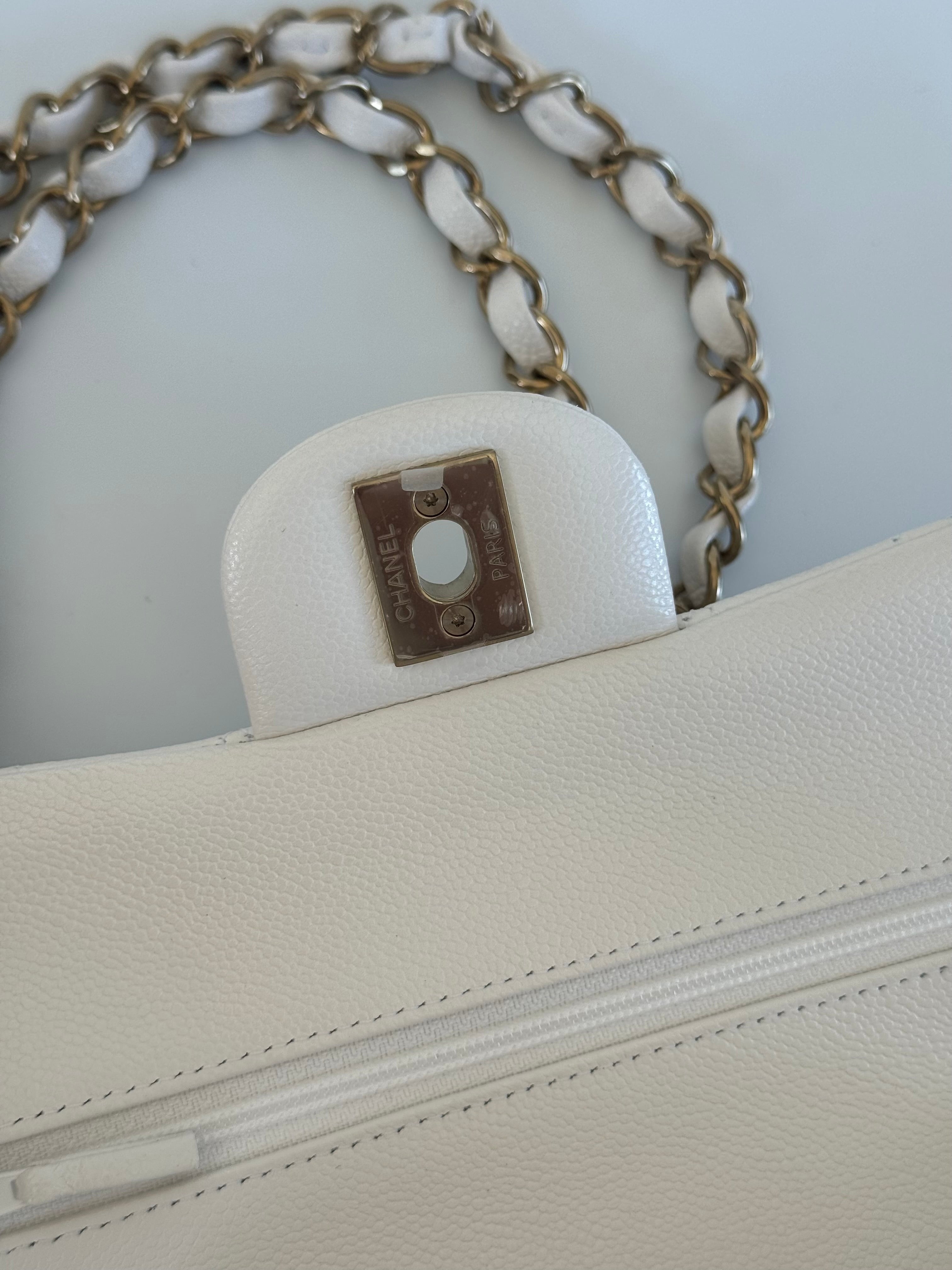 Chanel Classic Double Flap Bag Small White with Gold Hardware