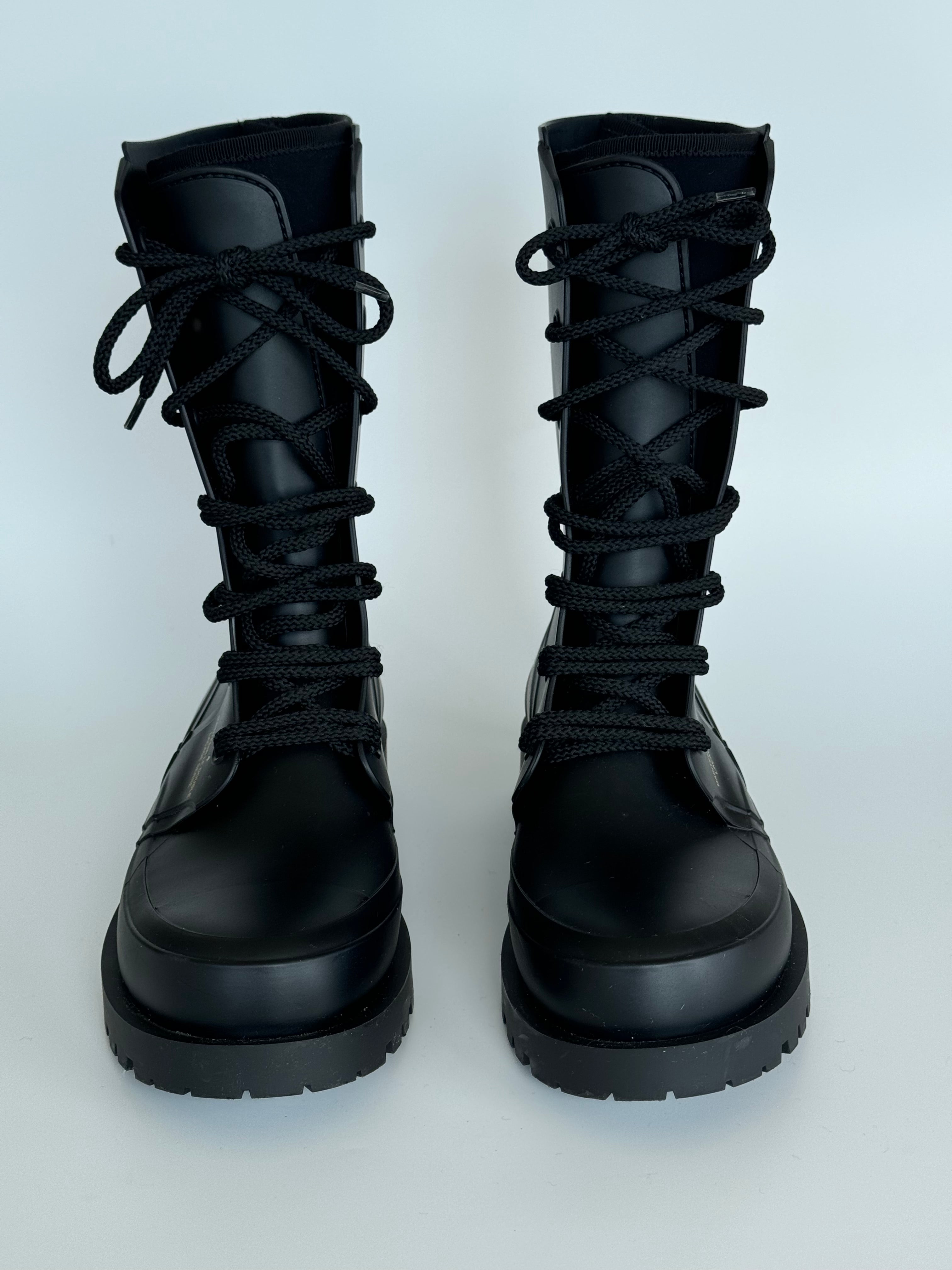 Christian Dior Rubber Lace-Up Boots