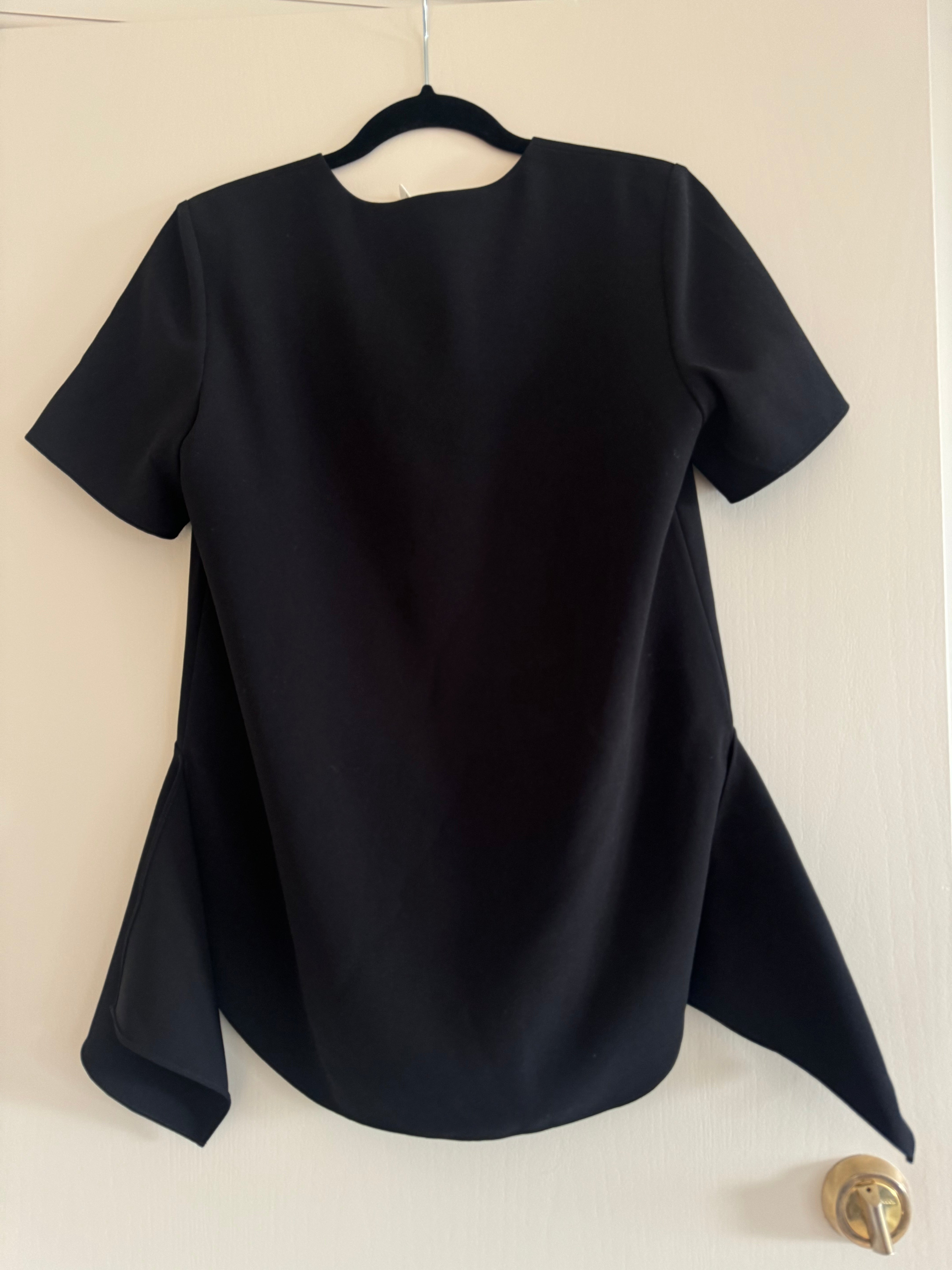 T by Alexander Wang Black Crepe Asymmetric Peplum Top