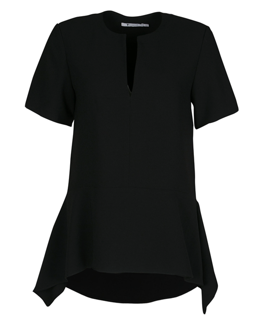 T by Alexander Wang Black Crepe Asymmetric Peplum Top